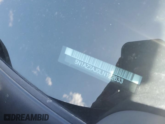 2020 Nissan Murano S with VIN 5N1AZ2AJ0LN122633, listed as a Copart auction lot 53847864 with 62,707 mi miles and Salvage title. Bid and sale history available at DreamBid. Image 12.