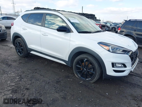 2019 Hyundai Tucson Ultimate with VIN KM8J3CAL2KU949093, listed as a IAAI auction lot 41446521 with 58,446 mi miles. Bid and sale history available at carsss.com. Image 1.