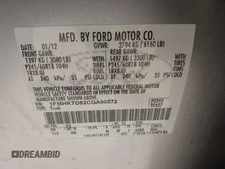 2012 Ford Explorer XLT с VIN 1FMHK7D82CGA90572, выставлен на аукционе IAAI как лот 42547690 с пробегом 222 851 миль миль и . История ставок и продаж доступна на DreamBid. Изображение 9.