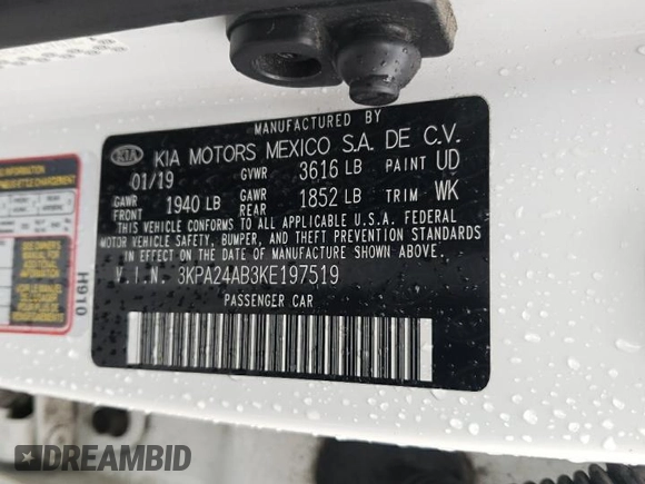 2019 Kia Rio S with VIN 3KPA24AB3KE197519, listed as a Copart auction lot 72381184 with 80,867 mi miles and Salvage Title. Bid and sale history available at carsss.com. Image 12.