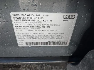 2016 Audi Q3 Premium Plus with VIN WA1BFCFSXGR014778, listed as a IAAI auction lot 41285863 with 73,044 mi miles. Bid and sale history available at carsss.com. Image 9.