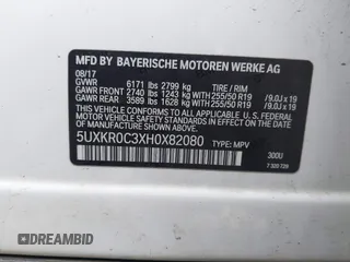 2017 BMW X5 xDrive35i with VIN 5UXKR0C3XH0X82080, listed as a IAAI auction lot 41820700 with 126,235 mi miles. Bid and sale history available at carsss.com. Image 9.