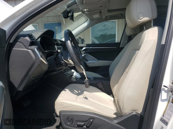 2020 Audi Q3 S line Premium with VIN WA1DECF35L1102585, listed as a Copart auction lot 55973165 with 29,664 mi miles and Non repairable. Bid and sale history available at DreamBid. Image 7.