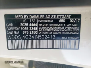 2018 Mercedes-Benz CLA 250 with VIN WDDSJ4GB4JN502413, listed as a Copart auction lot 56572235 with 85,023 mi miles and Clean title. Bid and sale history available at DreamBid. Image 12.