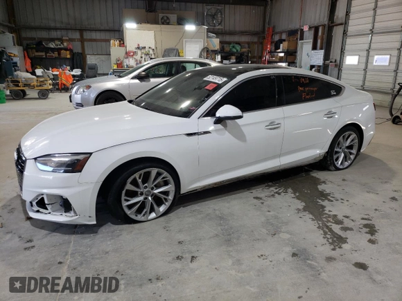 2020 Audi A5 Sportback Premium with VIN WAUANCF56LA005810, listed as a Copart auction lot 52149715 with 90,157 mi miles and Salvage Title. Bid and sale history available at carsss.com. Image 1.