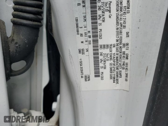 2014 Ford Focus SE with VIN 1FADP3F21EL119694, listed as a Copart auction lot 49823525 with 177,391 mi miles and Non Repairable. Bid and sale history available at DreamBid. Image 13.