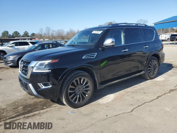 2024 Nissan Armada Platinum with VIN JN8AY2DB9R9853224, listed as a Copart auction lot 43420655 with 17,707 mi miles and Salvage Title. Bid and sale history available at carsss.com. Image 1.