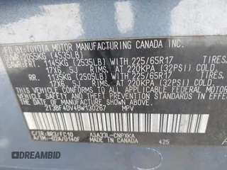 2011 Toyota RAV4 with VIN 2T3BF4DV4BW130267, listed as a IAAI auction lot 42031615 with 222,080 mi miles. Bid and sale history available at carsss.com. Image 9.