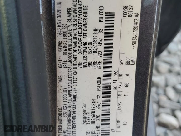 2015 Ford Fiesta SE z VIN 3FADP4EJ0FM108474, wystawiony jako Copart lot #78352184 z przebiegiem 160 583 mil mil oraz Szkoda całkowita • Salvage title. Historia ofert i sprzedaży dostępna na DreamBid. Obrazek 12.