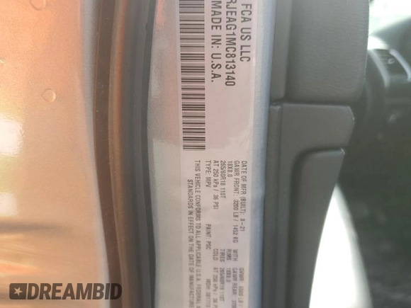 2021 Jeep Grand Cherokee Laredo E z VIN 1C4RJEAG1MC813140, wystawiony jako Copart lot #55114385 z przebiegiem 39 858 mil mil oraz Szkoda całkowita • Salvage title. Historia ofert i sprzedaży dostępna na DreamBid. Obrazek 13.