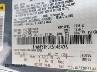 2024 Ford Mustang EcoBoost with VIN 1FA6P8TH0R5146426, listed as a IAAI auction lot 42074365 with 6,726 mi miles and . Bid and sale history available at DreamBid. Image 9.