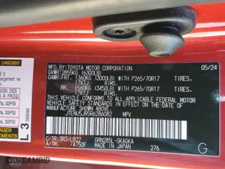 2024 Toyota 4Runner SR5 Premium with VIN JTENU5JR5R6286082, listed as a Copart auction lot 45677905 with 0 mi miles and Clean Title. Bid and sale history available at carsss.com. Image 13.