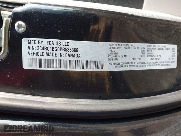 2023 Chrysler Pacifica Touring L с VIN 2C4RC1BG0PR533366, выставлен на аукционе IAAI как лот 42480269 с пробегом 80 871 миль миль и . История ставок и продаж доступна на DreamBid. Изображение 9.
