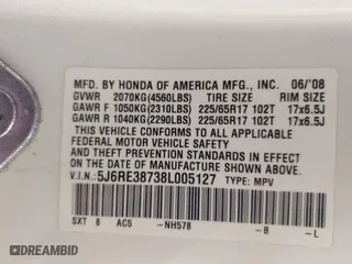 2008 Honda CR-V EX-L with VIN 5J6RE38738L005127, listed as a IAAI auction lot 41920976 with 244,510 mi miles. Bid and sale history available at carsss.com. Image 9.