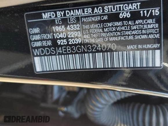 2016 Mercedes-Benz CLA with VIN WDDSJ4EB3GN324070, listed as a Copart auction lot 62301643 with 74,009 mi miles. Bid and sale history available at carsss.com. Image 13.