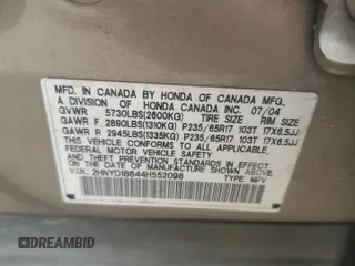 2004 Acura MDX Touring Pkg with VIN 2HNYD18644H552098, listed as a Copart auction lot 75460204 with 0 mi miles and Salvage Title. Bid and sale history available at carsss.com. Image 13.