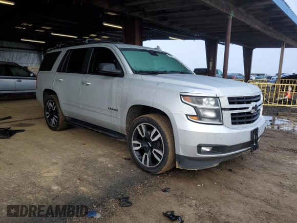 2019 Chevrolet Tahoe Premier with VIN 1GNSKCKJ9KR205249, listed as a Copart auction lot 41647065 with 46,854 mi miles and Salvage title. Bid and sale history available at DreamBid. Image 4.