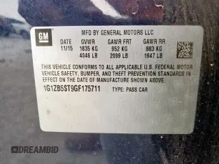 2016 Chevrolet Malibu LS with VIN 1G1ZB5ST9GF175711, listed as a Copart auction lot 51229635 with Not Provided miles and Salvage Title. Bid and sale history available at carsss.com. Image 13.