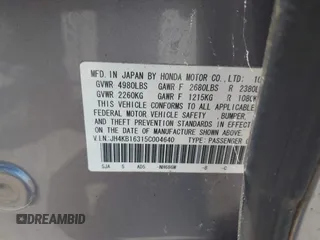 2005 Acura RL with VIN JH4KB16315C004640, listed as a IAAI auction lot 42612724 with 142,227 mi miles and . Bid and sale history available at DreamBid. Image 9.