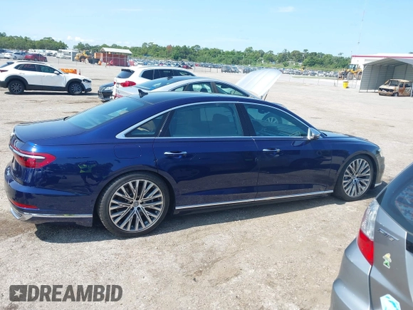 2019 Audi A8 with VIN WAU8DAF82KN017394, listed as a IAAI auction lot 42414936 with 22,482 mi miles and . Bid and sale history available at DreamBid. Image 13.