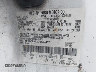 2013 Ford F-250 XL with VIN 1FTBF2A62DEA64457, listed as a IAAI auction lot 41120600 with 207,091 mi miles and . Bid and sale history available at DreamBid. Image 9.