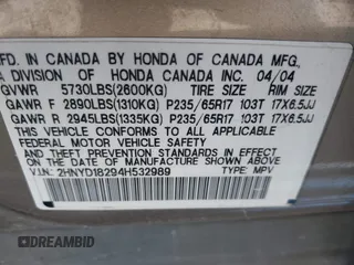 2004 Acura MDX with VIN 2HNYD18294H532989, listed as a IAAI auction lot 41357046 with 174,685 mi miles. Bid and sale history available at carsss.com. Image 9.
