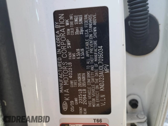 2020 Kia Soul S with VIN KNDJ23AU0L7016034, listed as a Copart auction lot 47012395 with 114,296 mi miles and Salvage Title. Bid and sale history available at carsss.com. Image 13.