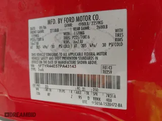 2007 Ford Ranger STX with VIN 1FTYR44E57PA43143, listed as a IAAI auction lot 41867669 with 566,946 mi miles. Bid and sale history available at carsss.com. Image 9.