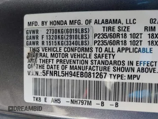2014 Honda Odyssey Touring with VIN 5FNRL5H94EB081267, listed as a IAAI auction lot 41199509 with 146,827 mi miles and . Bid and sale history available at DreamBid. Image 9.