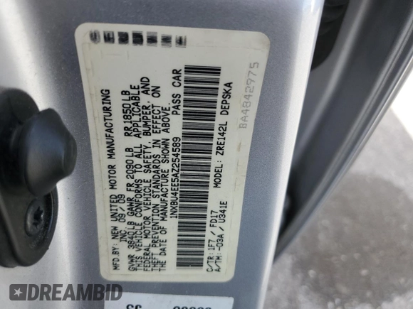 2010 Toyota Corolla with VIN 1NXBU4EE5AZ254589, listed as a Copart auction lot 54682255 with 177,539 mi miles and Clean Title. Bid and sale history available at carsss.com. Image 12.