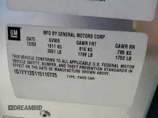 2001 Chevrolet Corvette Z06 with VIN 1G1YY12S115116725, listed as a Copart auction lot 48578685 with 52,988 mi miles and Salvage Title. Bid and sale history available at carsss.com. Image 12.
