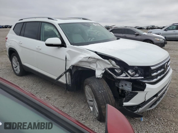 2021 Volkswagen Atlas SEL with VIN 1V2BR2CA2MC595550, listed as a Copart auction lot 45566115 with 57,244 mi miles and Salvage title. Bid and sale history available at DreamBid. Image 4.