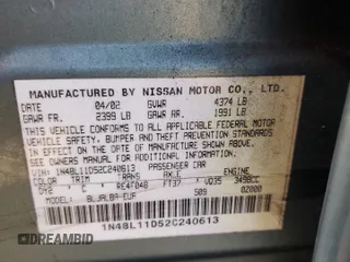 2002 Nissan Altima SE with VIN 1N4BL11D52C240613, listed as a Copart auction lot 46549035 with 197,341 mi miles and Salvage Title. Bid and sale history available at carsss.com. Image 13.