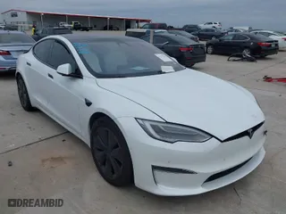 2021 Tesla Model S Plaid with VIN 5YJSA1E64MF452744, listed as a IAAI auction lot 41375136 with 1 mi miles. Bid and sale history available at carsss.com. Image 1.