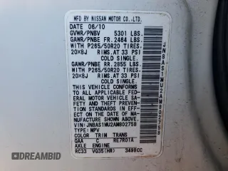 2010 Infiniti FX with VIN JN8AS1MU2AM802758, listed as a Copart auction lot 75509034 with Not Provided miles and Salvage Title. Bid and sale history available at DreamBid. Image 14.