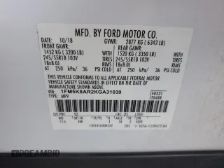 2019 Ford Police Interceptor Utility z VIN 1FM5K8AR2KGA31039, wystawiony jako Copart lot #50120465 z przebiegiem 73 554 mil mil oraz Szkoda całkowita • Salvage title. Historia ofert i sprzedaży dostępna na DreamBid. Obrazek 12.