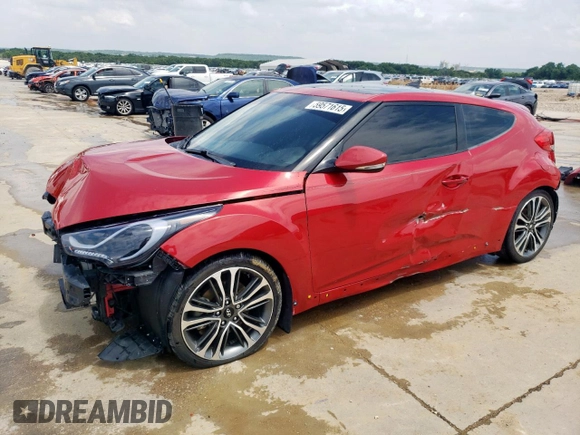 2016 Hyundai Veloster Turbo with VIN KMHTC6AE1GU273481, listed as a Copart auction lot 59571615 with 117,232 mi miles and Salvage title. Bid and sale history available at DreamBid. Image 1.