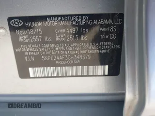 2016 Hyundai Sonata SE z VIN 5NPE24AF3GH348379, wystawiony jako IAAI lot #41645542 z przebiegiem 172 022 mil mil oraz . Historia ofert i sprzedaży dostępna na DreamBid. Obrazek 9.