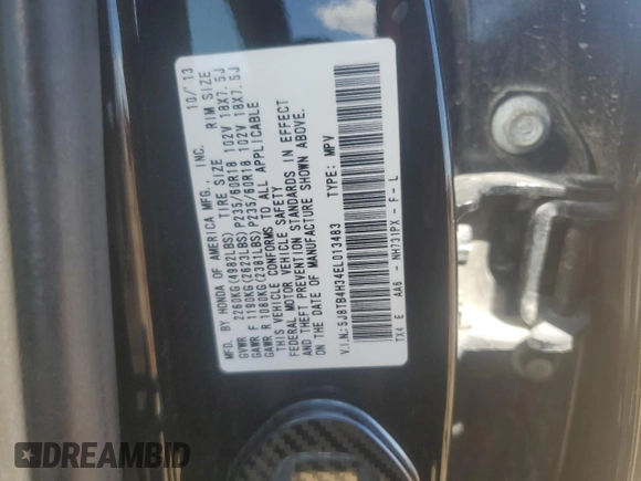2014 Acura RDX with VIN 5J8TB4H34EL013483, listed as a Copart auction lot 57831695 with 196,886 mi miles and Salvage title. Bid and sale history available at DreamBid. Image 14.