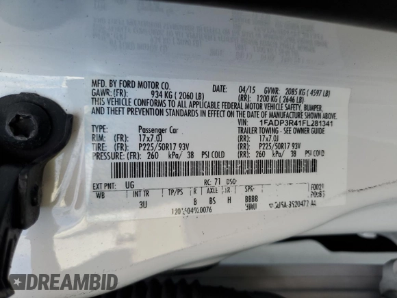 2015 Ford Focus Electric с VIN 1FADP3R41FL281341, выставлен на аукционе Copart как лот 45711345 с пробегом 75 904 миль миль и Чистый • Clean title. История ставок и продаж доступна на DreamBid. Изображение 12.