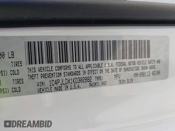 2019 Jeep Cherokee Limited with VIN 1C4PJLDX1KD302882, listed as a IAAI auction lot 42191309 with 79,426 mi miles and . Bid and sale history available at DreamBid. Image 9.