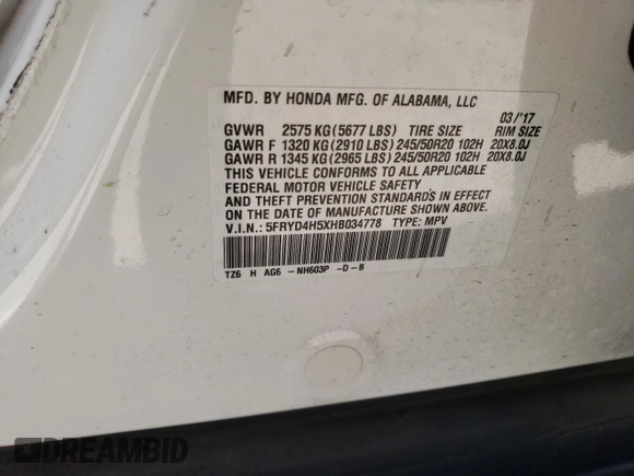 2017 Acura MDX w/Technology Pkg with VIN 5FRYD4H5XHB034778, listed as a Copart auction lot 54274715 with 68,717 mi miles and Salvage Title. Bid and sale history available at carsss.com. Image 13.