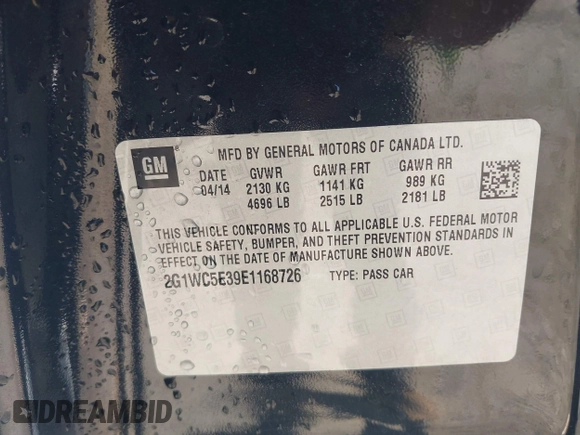 2014 Chevrolet Impala LTZ with VIN 2G1WC5E39E1168726, listed as a IAAI auction lot 42133295 with 146,902 mi miles and . Bid and sale history available at DreamBid. Image 9.
