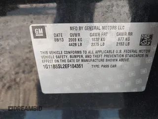 2014 Chevrolet Malibu LS with VIN 1G11B5SL2EF104361, listed as a IAAI auction lot 42106388 with 109,613 mi miles and . Bid and sale history available at DreamBid. Image 9.