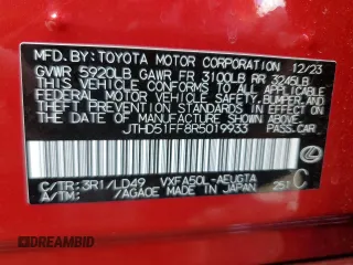 2024 Lexus LS with VIN JTHD51FF8R5019933, listed as a Copart auction lot 47105615 with 890 mi miles and Salvage Title. Bid and sale history available at carsss.com. Image 12.