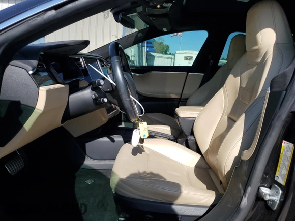 2015 Tesla Model S 85D with VIN 5YJSA1E48FF118749, listed as a Copart auction lot 54516035 with 115,380 mi miles and Salvage Title. Bid and sale history available at carsss.com. Image 7.