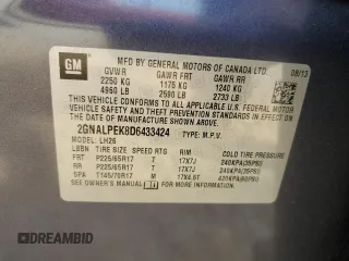 2013 Chevrolet Equinox LT z VIN 2GNALPEK8D6433424, wystawiony jako Copart lot #54345645 z przebiegiem 82 838 mil mil oraz Szkoda całkowita • Salvage title. Historia ofert i sprzedaży dostępna na DreamBid. Obrazek 14.