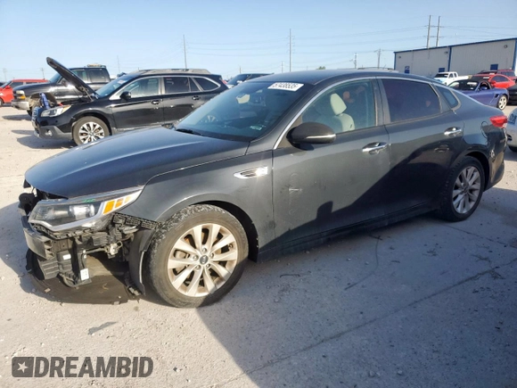 2016 Kia Optima LX with VIN 5XXGT4L38GG077310, listed as a Copart auction lot 57438535 with 113,047 mi miles and Salvage title. Bid and sale history available at DreamBid. Image 1.