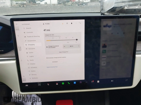 2021 Tesla Model S Long Range with VIN 5YJSA1E5XMF428519, listed as a IAAI auction lot 41926242 with 54,284 mi miles and . Bid and sale history available at DreamBid. Image 18.
