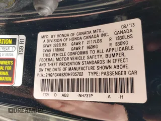 2013 Honda Civic Si с VIN 2HGFG4A52DH705702, выставлен на аукционе IAAI как лот 42355315 с пробегом 172 837 миль миль и . История ставок и продаж доступна на DreamBid. Изображение 9.